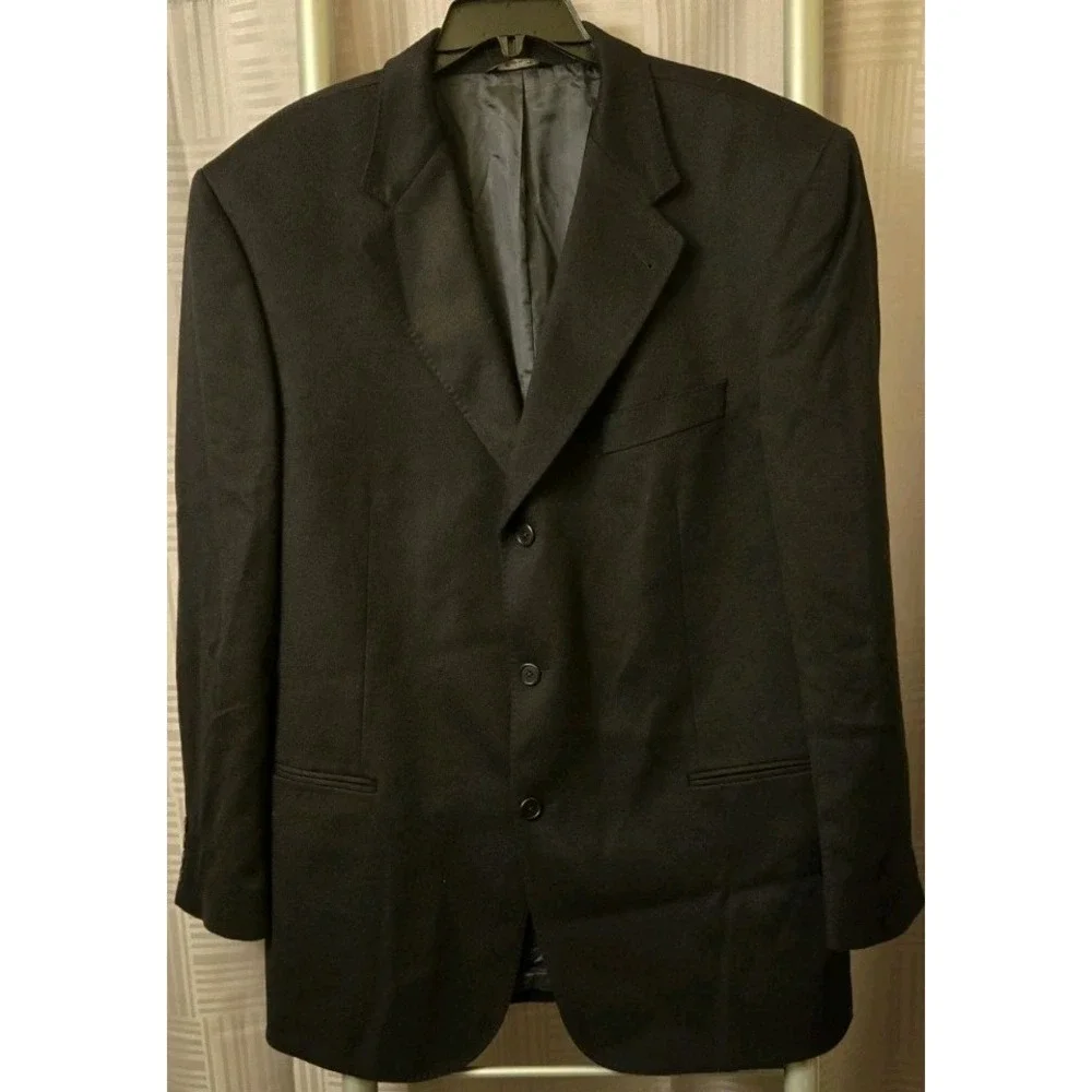 Hathaway Platinum 100% Cashmere Sport Coat Blazer Black 44R Classic Tailored Fit